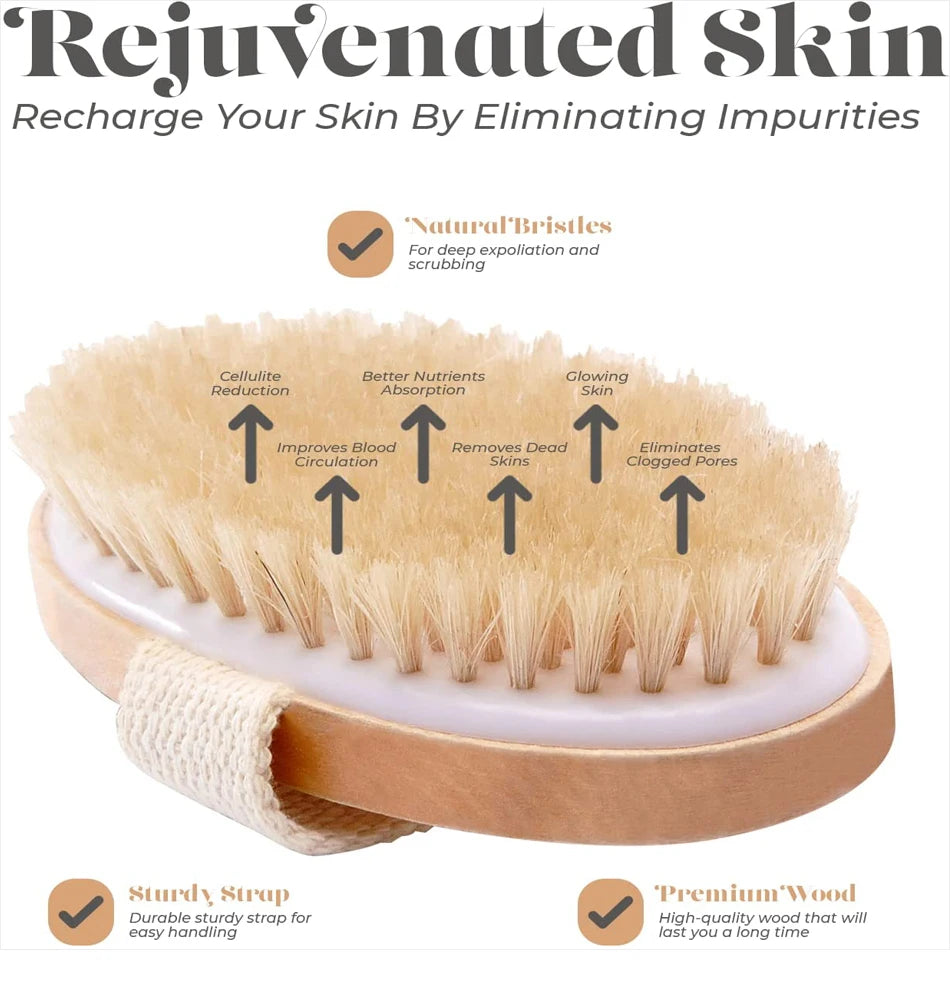 KentDO™ Wooden Body Brush – Soft Bristle Exfoliation