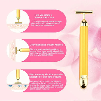 KentDO™ 24K Gold T-Shape Beauty Roller – Face Lift & Glow