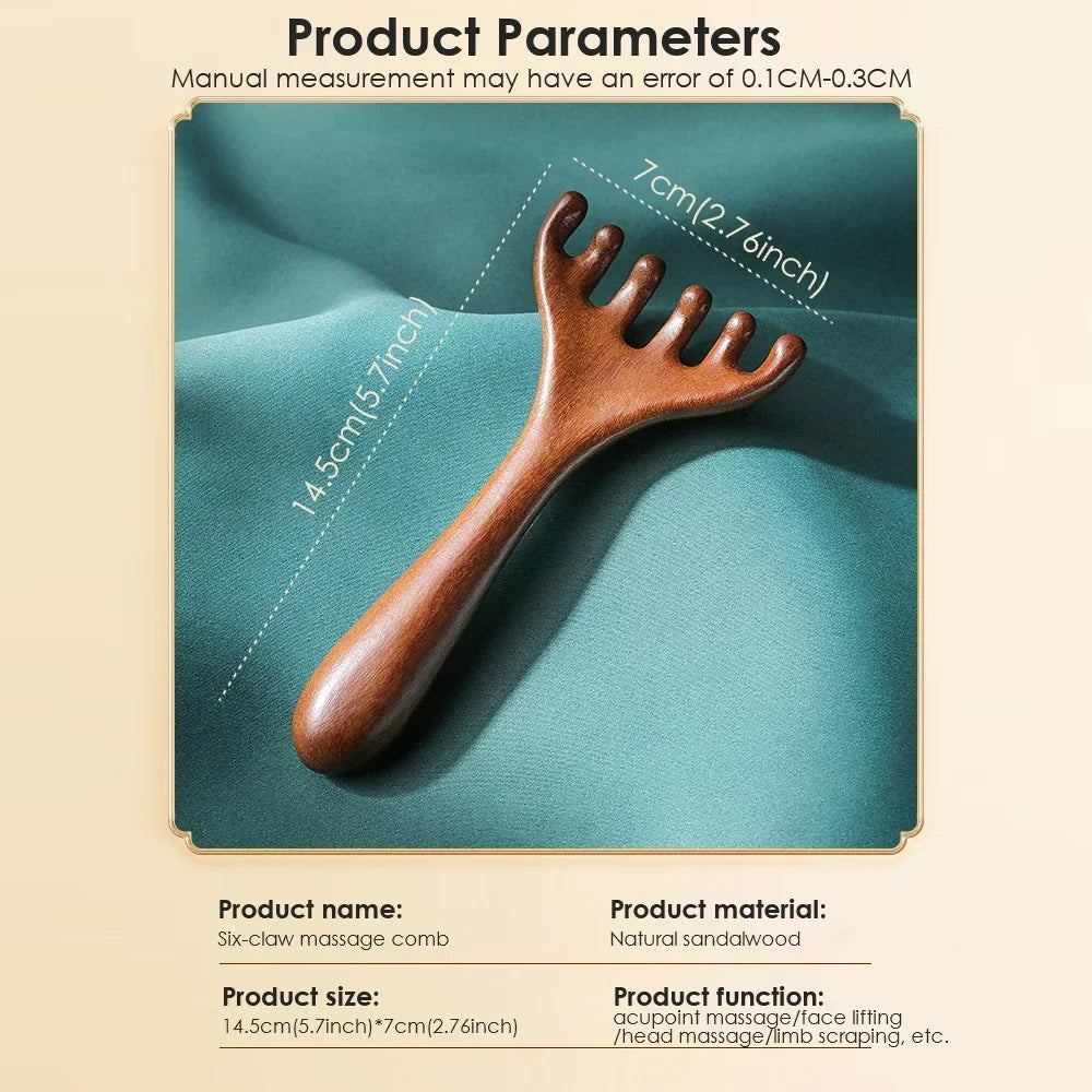 KentDO™ Sandalwood Massage Comb – Stress Relief & Skin Glow