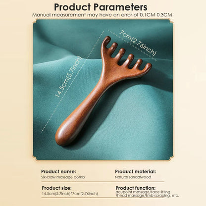 KentDO™ Sandalwood Massage Comb – Stress Relief & Skin Glow