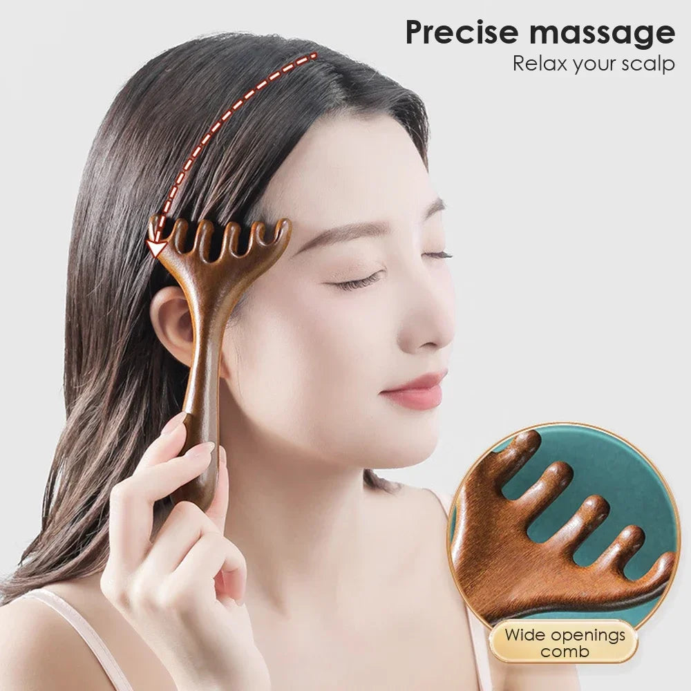 KentDO™ Sandalwood Massage Comb – Stress Relief & Skin Glow