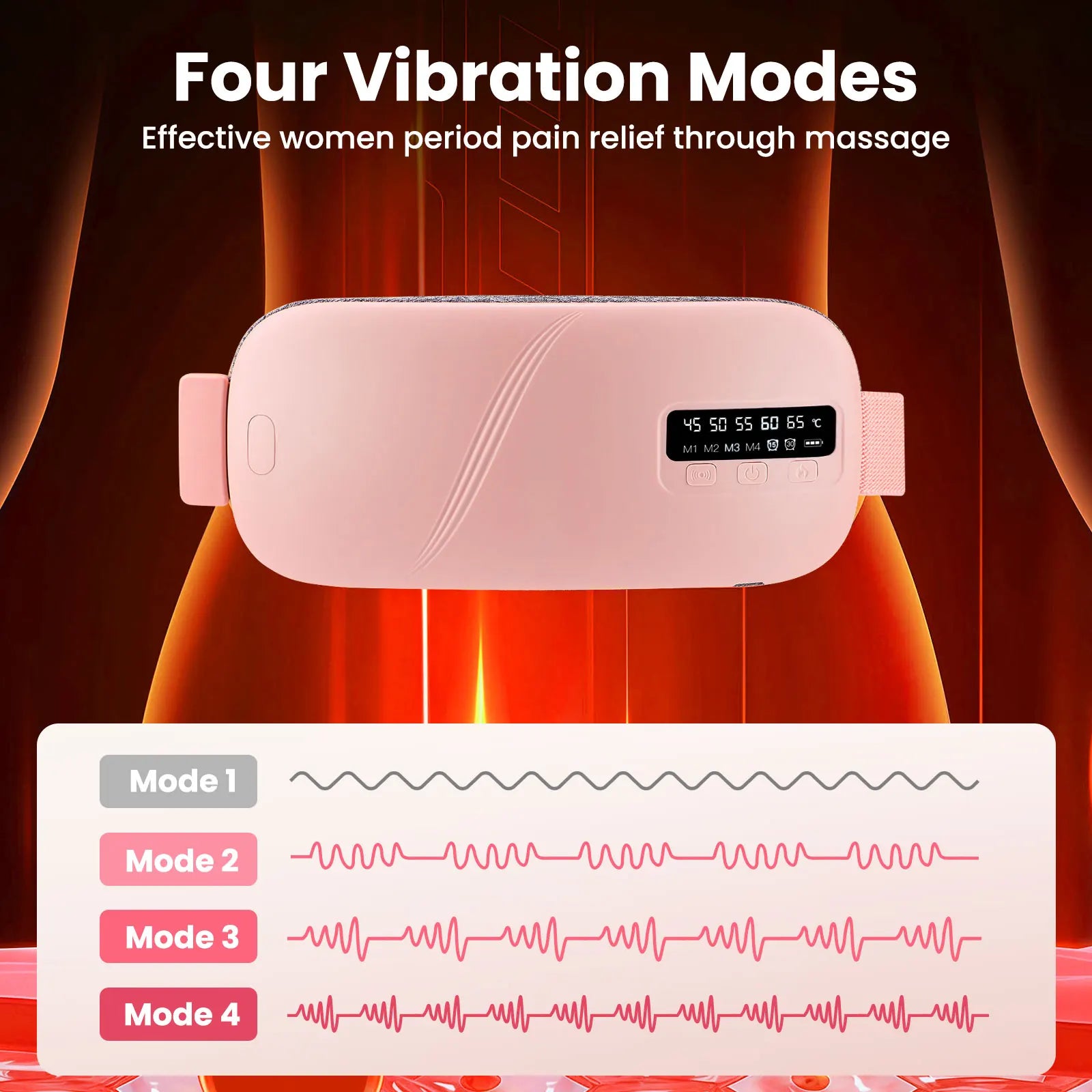 Rechargeable heated abdominal belt for portable menstrual comfort