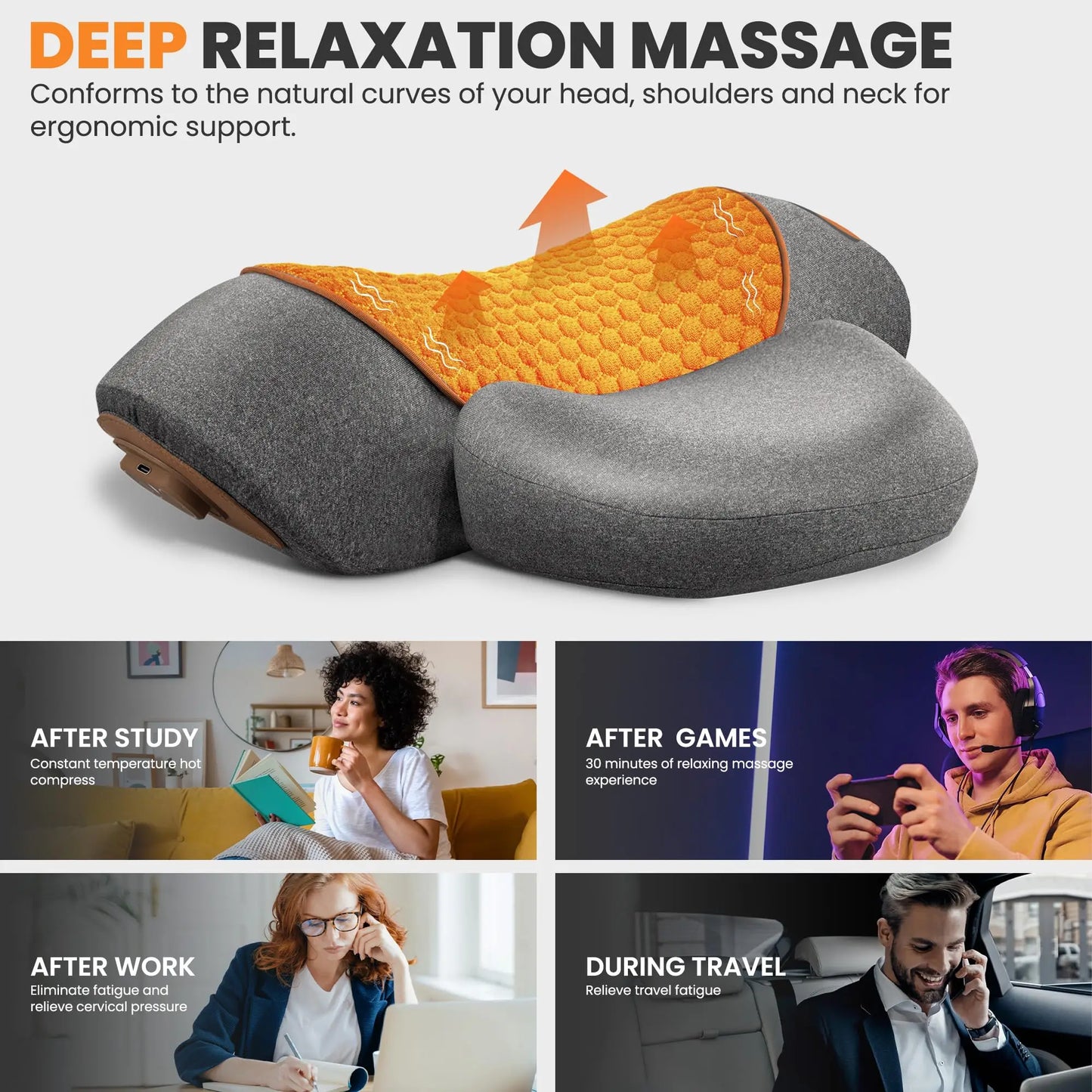 Electric Neck Massager Pillow with Heat & Vibration Relief