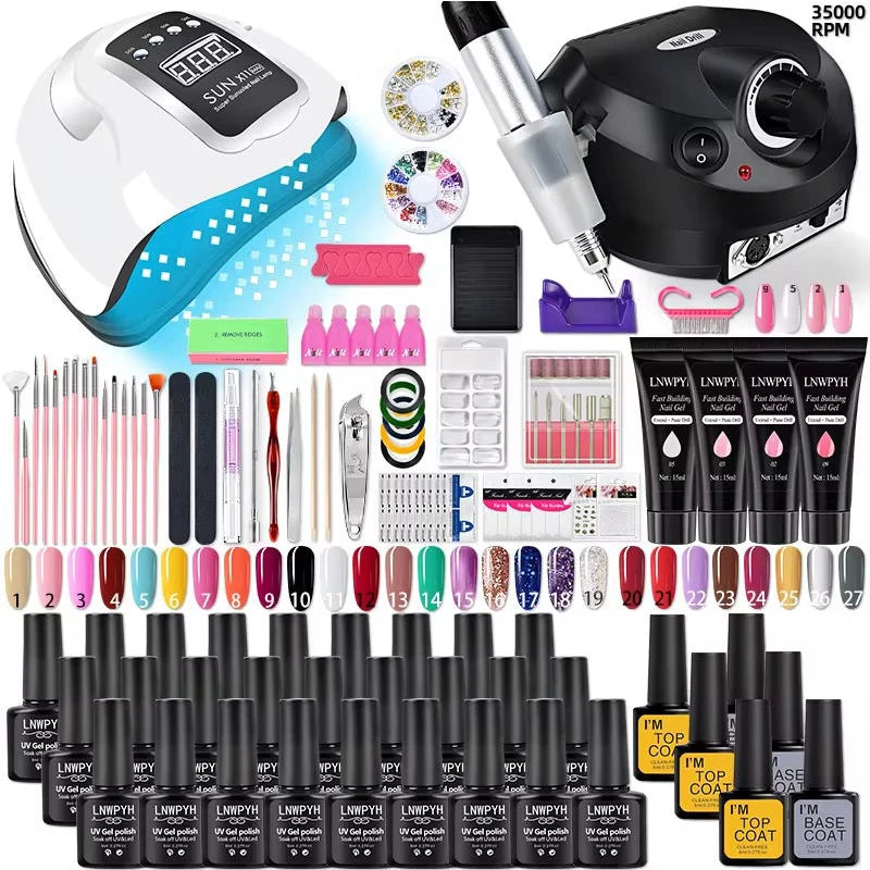 Acrylic Nail Kit with UV Lamp – 27 Colors Set