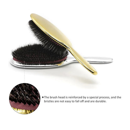 KentDO™ Luxury Boar Bristle Paddle Hair Brush – Anti-Static & Massage Comb