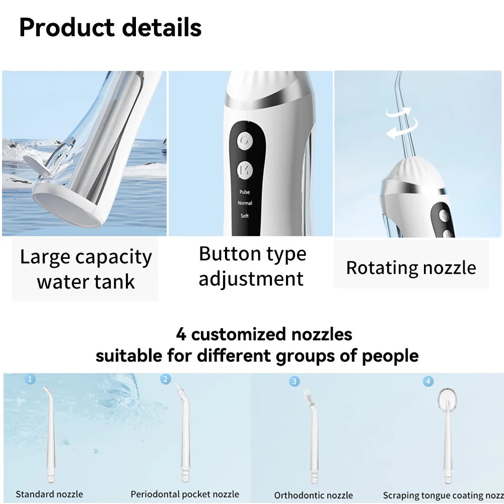 KentDO™ Portable Water Flosser – 3 Modes, 200ML Tank