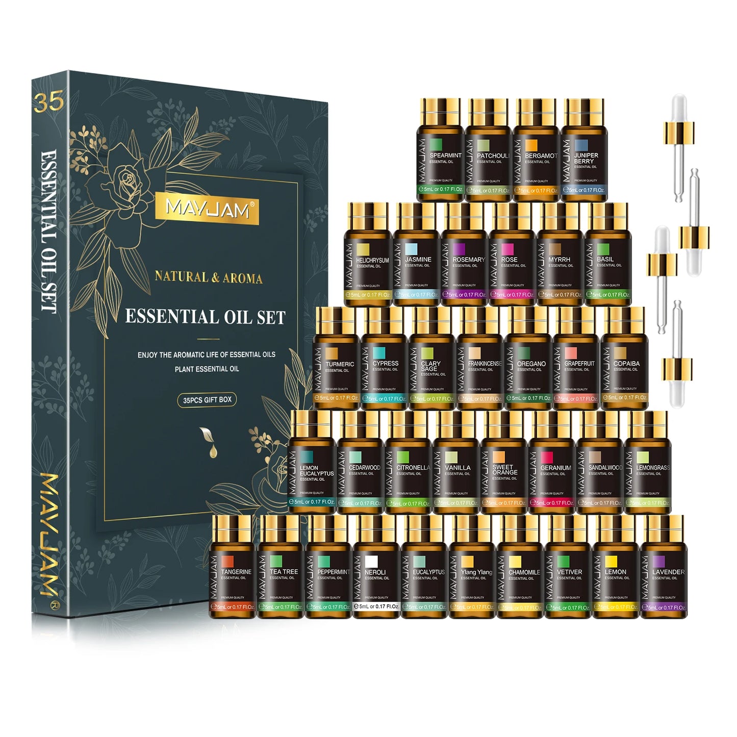 MAYJAM 35pcs Essential Oils Set for Diffuser DIY