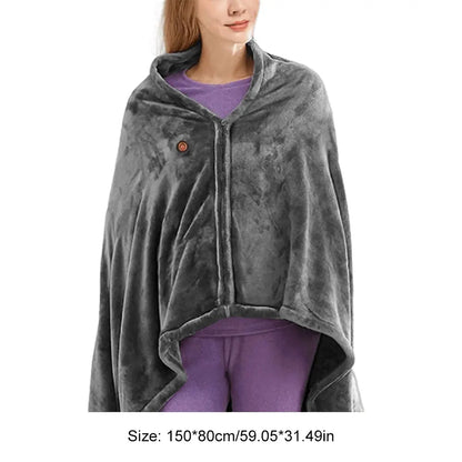 USB Heated Blanket Shawl for Portable Full-Body Warmth