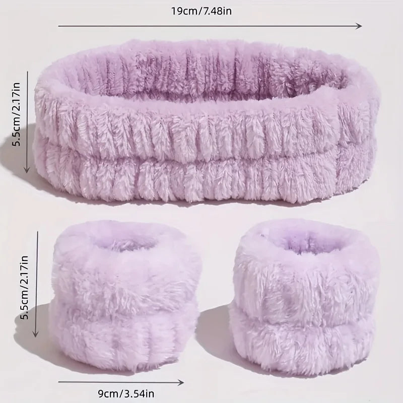 KentDO™ Coral Velvet Headband & Wristband Set – Skincare Helper