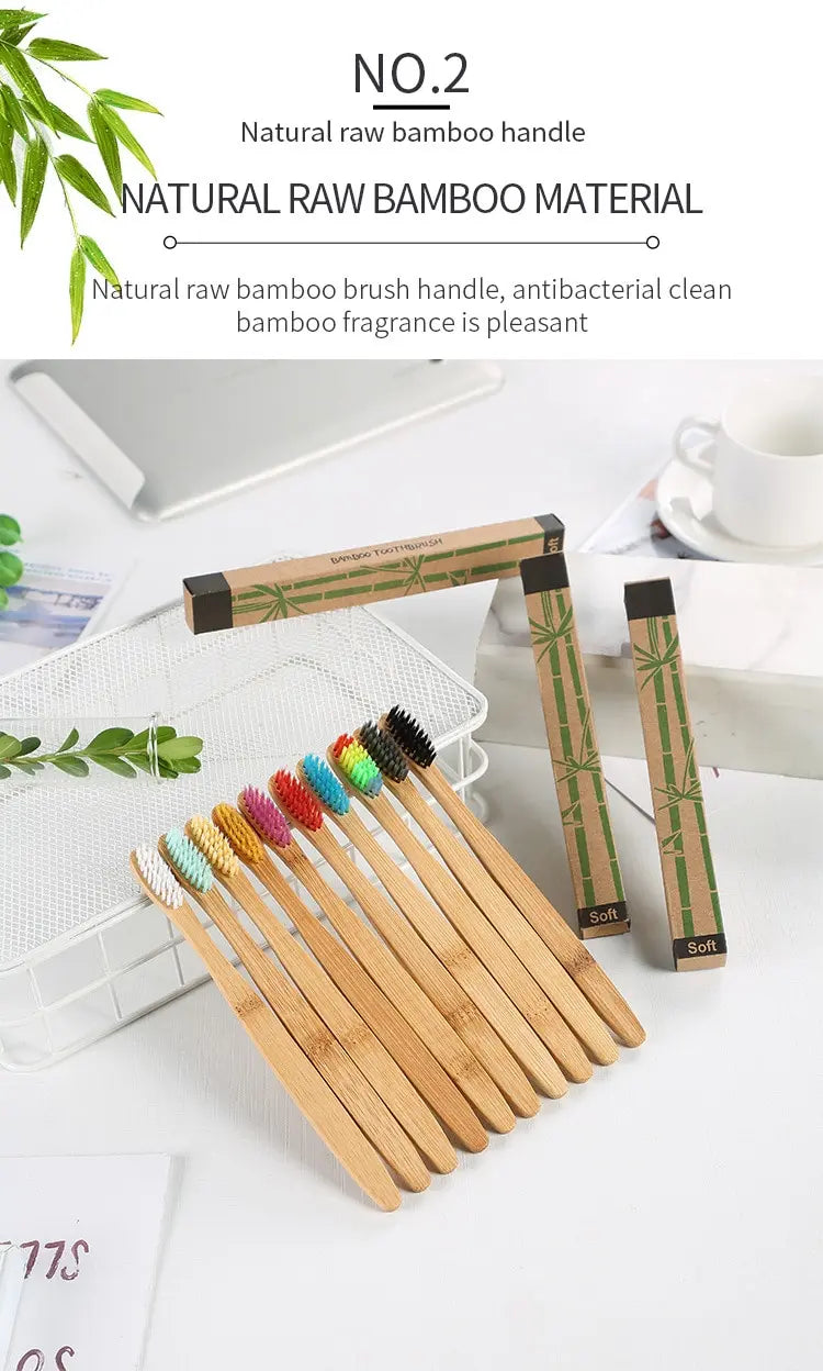 KentDO™ Bamboo Toothbrush Set – Eco-Friendly 10-Pack
