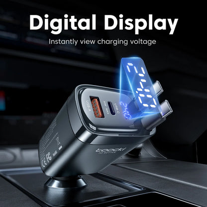 KentDO™ Retractable Car Charger – 105W Fast Multi-Device Adapter