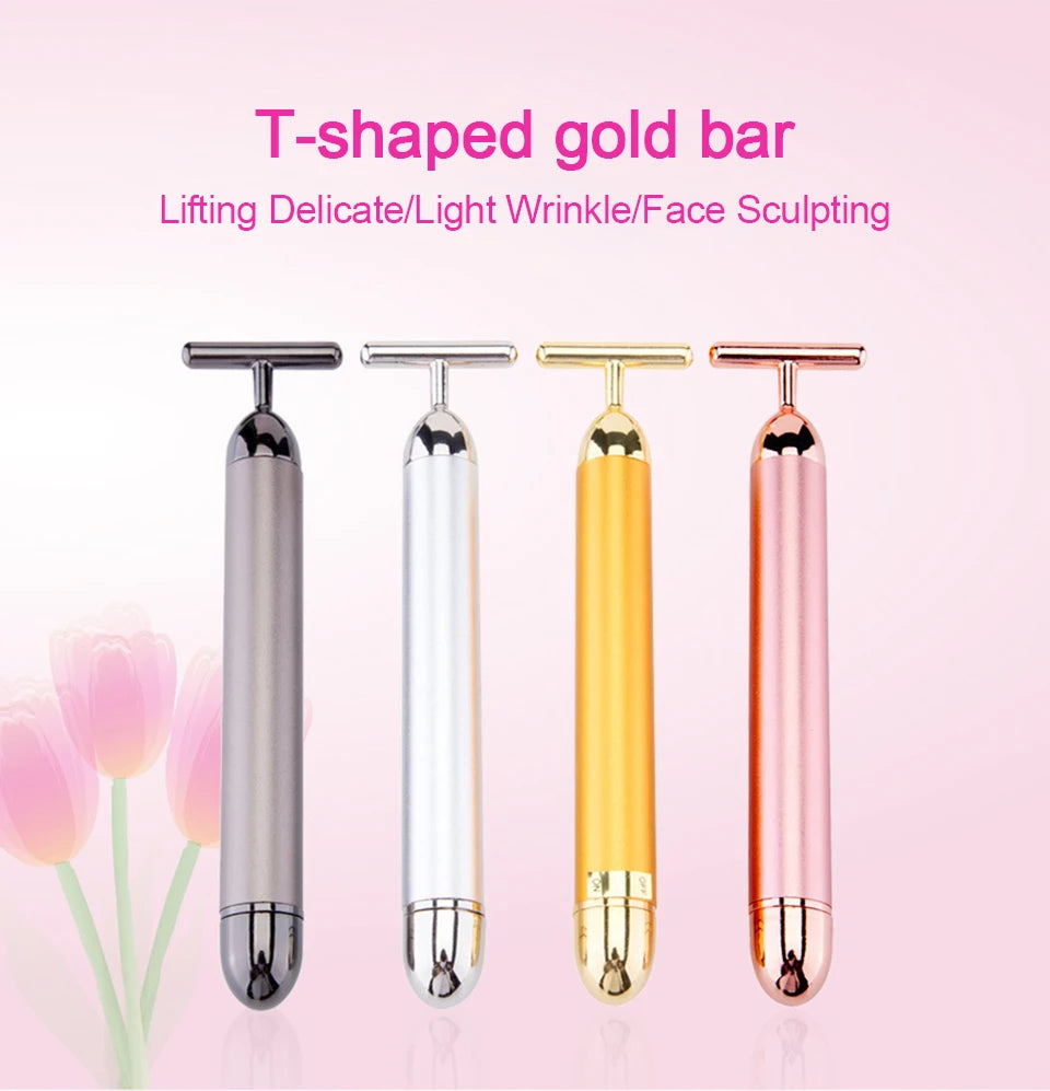 KentDO™ 24K Gold T-Shape Beauty Roller – Face Lift & Glow