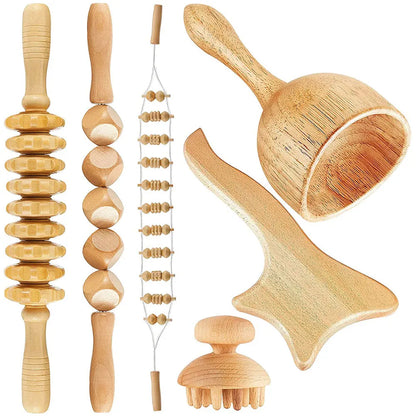 KentDO™ 6-in-1 Wooden Lymphatic Drainage Massage Set
