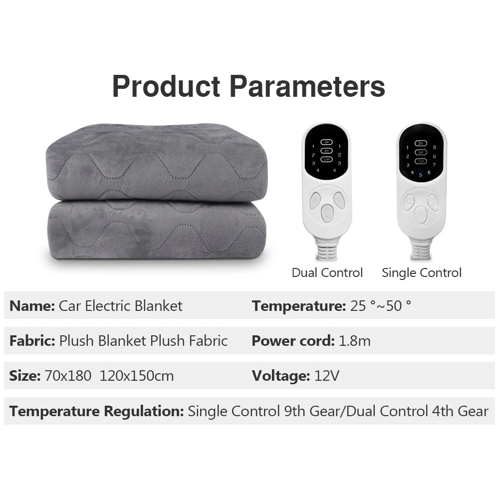 12V Electric Blanket for Car, RV & Winter Travel Warmth