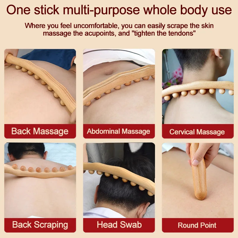 KentDO™ Wooden Gua Sha Roller – Back Massage & Relaxation
