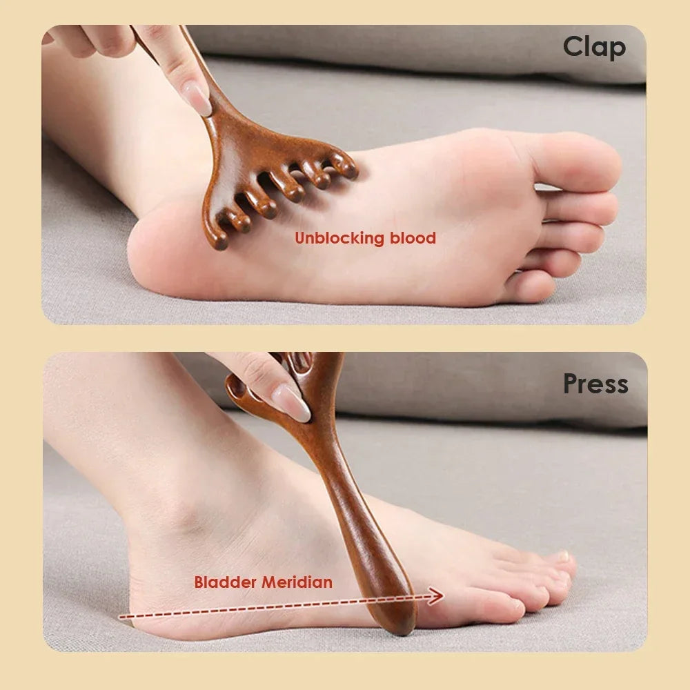 KentDO™ Sandalwood Massage Comb – Stress Relief & Skin Glow
