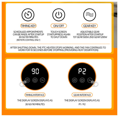 Portable Electric Fan Heater 1200W – Fast & Safe Heating