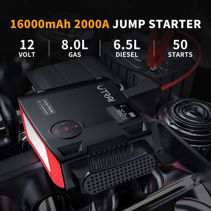 Car Jump Starter Power Bank with Air Compressor 2000A