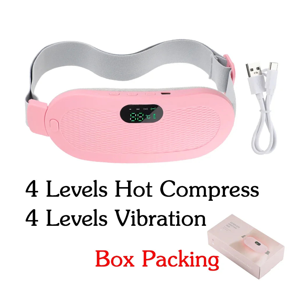 Period relief belt showing wearable abdominal heat and vibration design