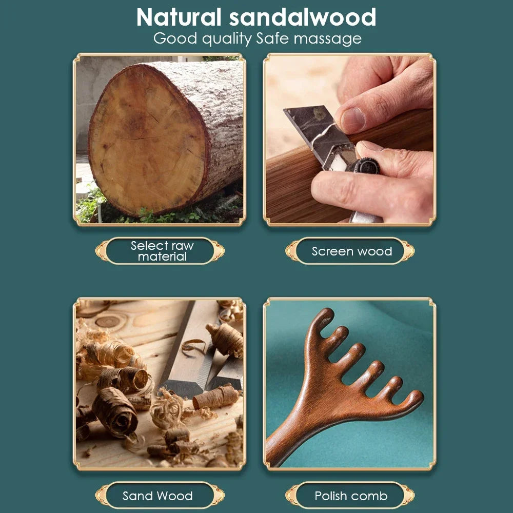 KentDO™ Sandalwood Massage Comb – Stress Relief & Skin Glow