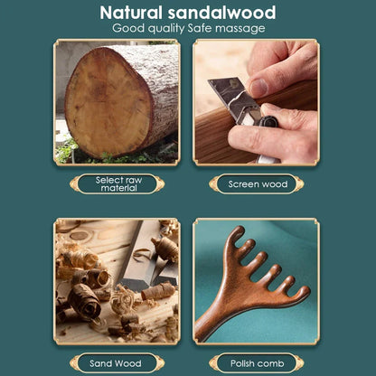 KentDO™ Sandalwood Massage Comb – Stress Relief & Skin Glow