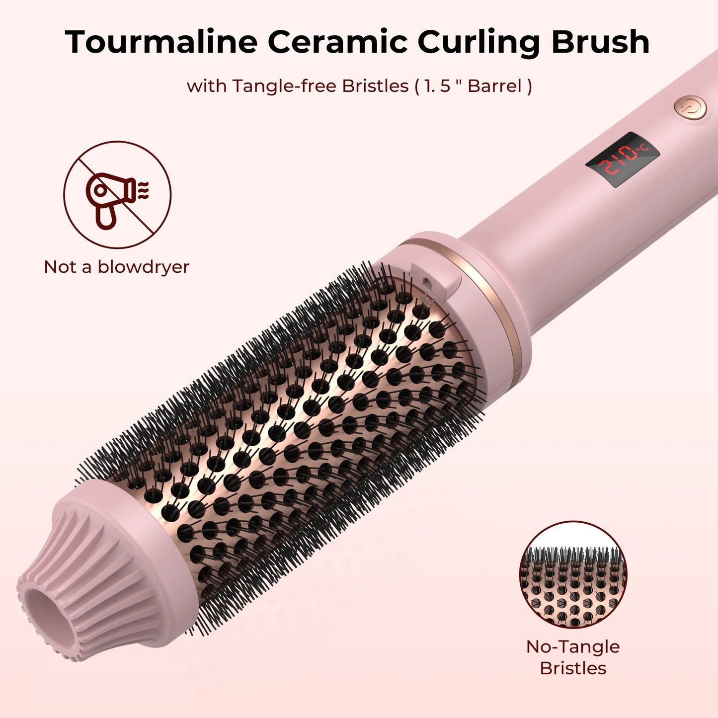 KentDO™ 1.5" Heated Curling Brush – Ceramic Hair Styler