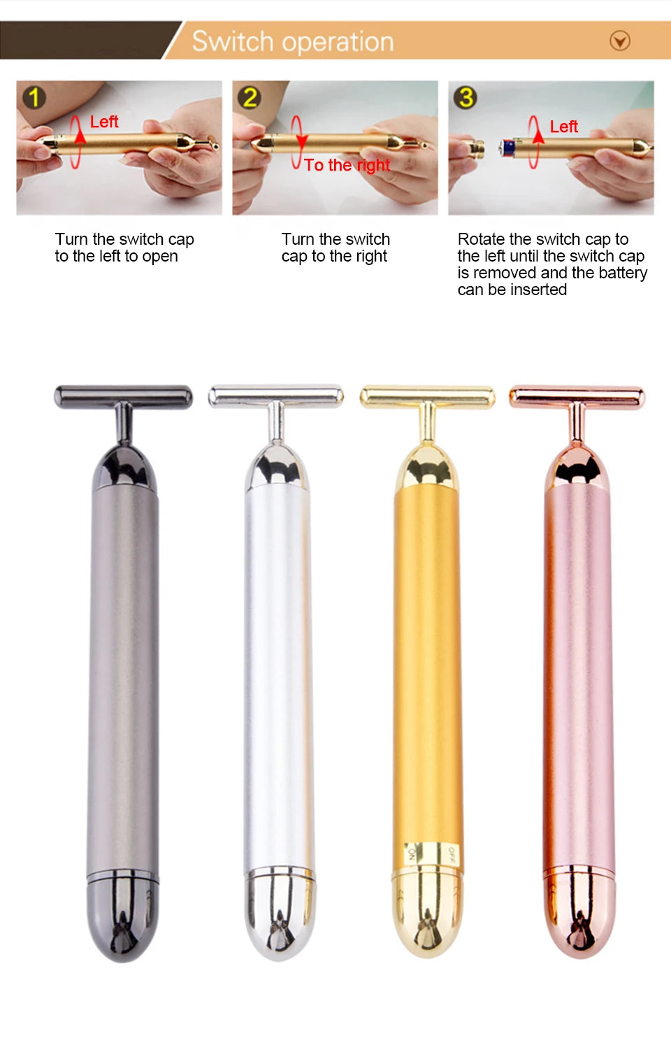 KentDO™ 24K Gold T-Shape Beauty Roller – Face Lift & Glow