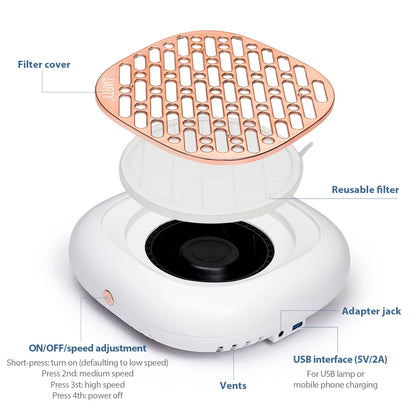 KentDO™ Nail Dust Collector 130W Powerful Brushless Vacuum