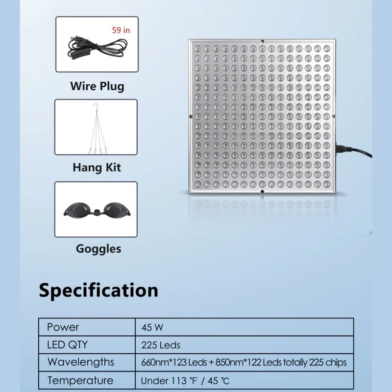 KentDO™ 45W LED Red Light Therapy Panel – Anti-Aging & Pain Relief