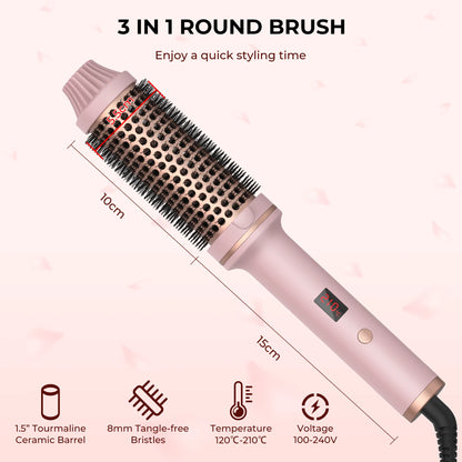 KentDO™ 1.5" Heated Curling Brush – Ceramic Hair Styler