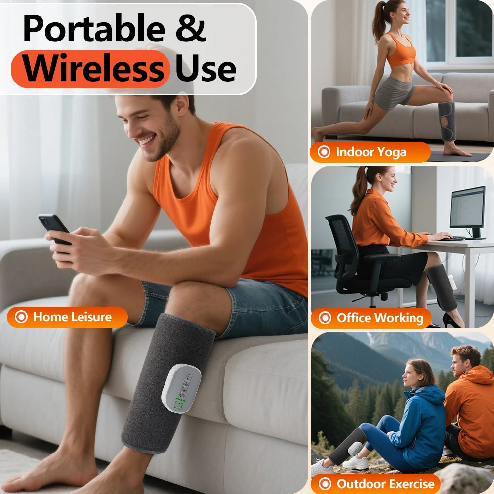 Wireless Air Compression Calf Massager with Heat Relief