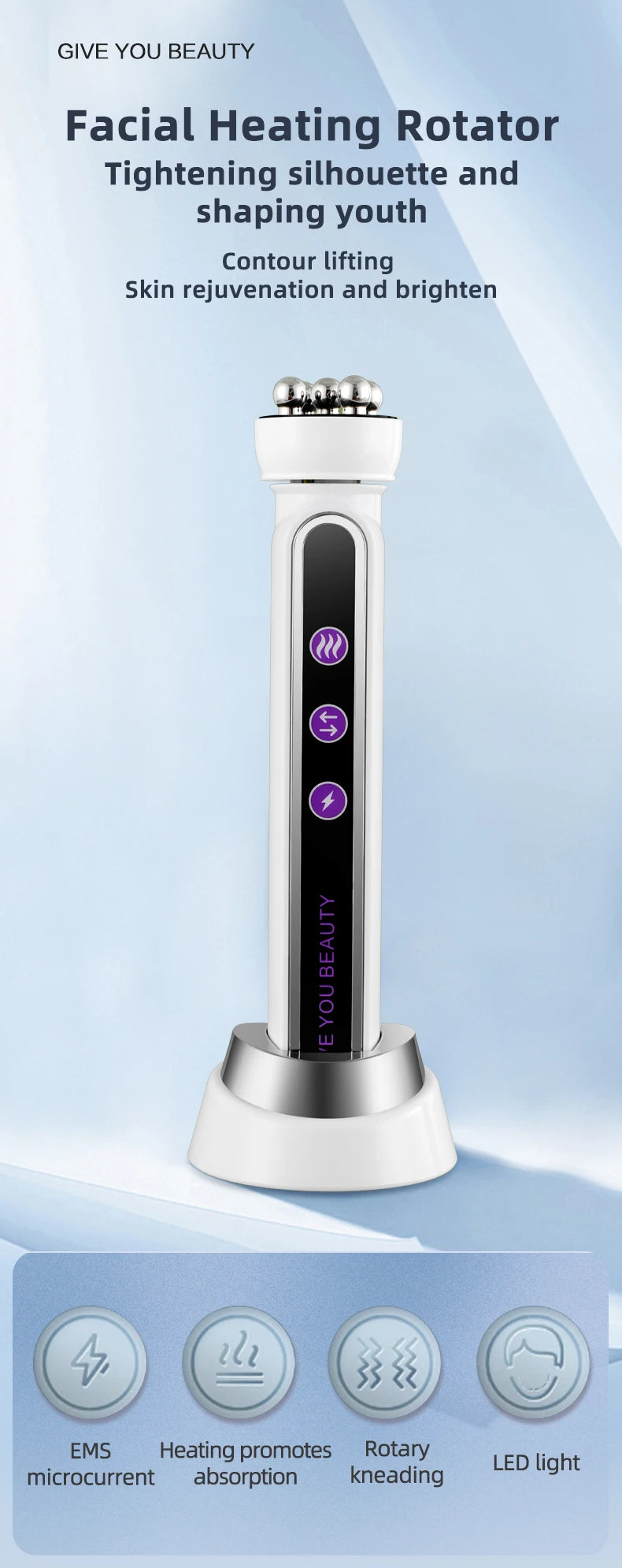 KentDO™ 3-in-1 RF EMS Face Roller – Lift & Firm Skin