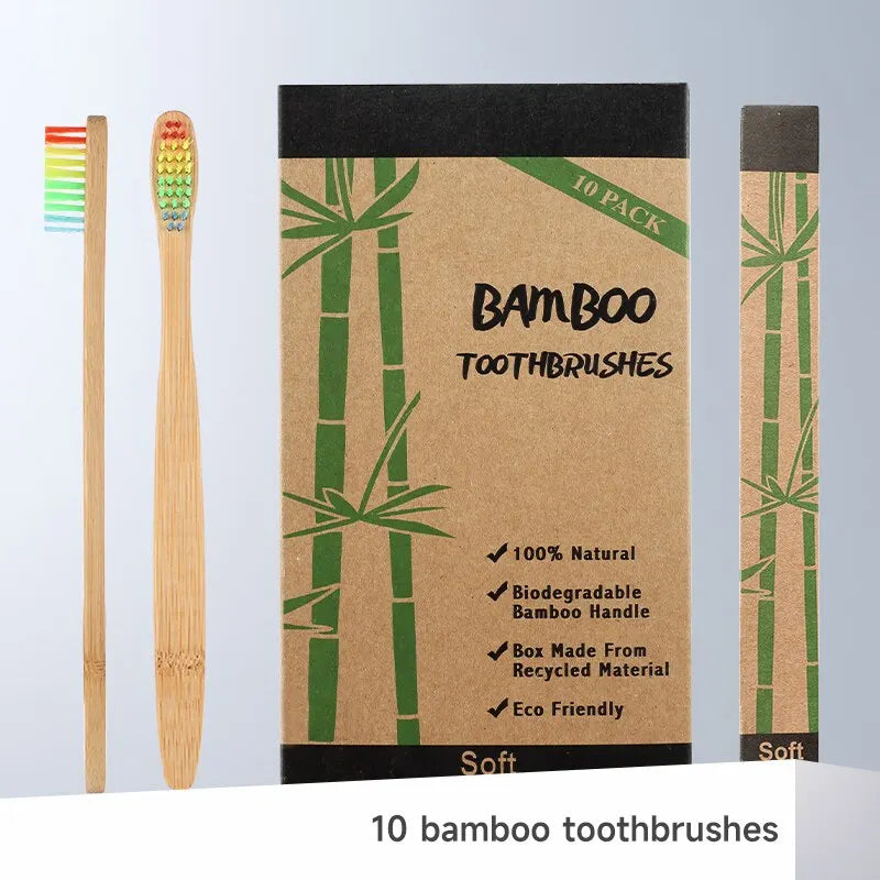 KentDO™ Bamboo Toothbrush Set – Eco-Friendly 10-Pack