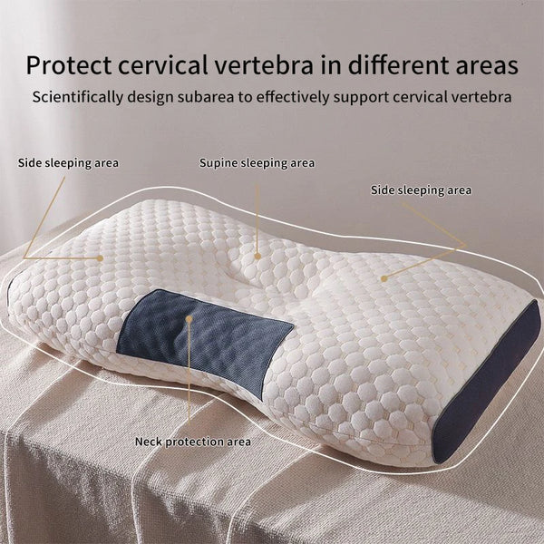 Ergonomic orthopedic pillow supporting neutral cervical spine alignment