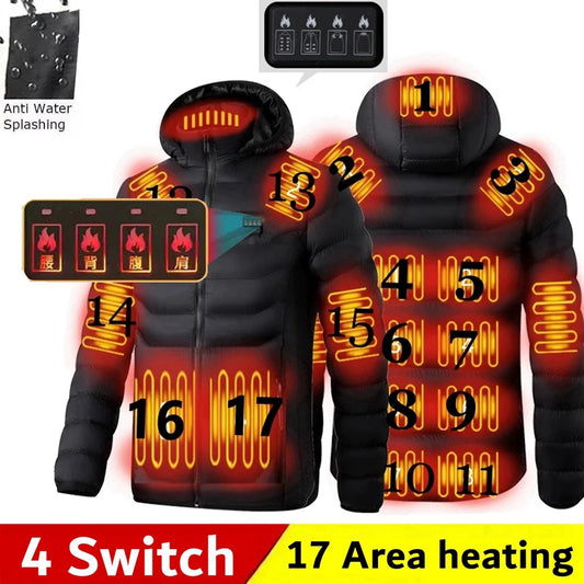 Men Heated Jacket USB Electric Warm Winter Coat