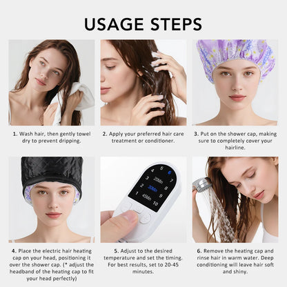 Hair Steamer Cap with 10 Heat Levels for Deep Conditioning
