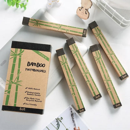 KentDO™ Bamboo Toothbrush Set – Eco-Friendly 10-Pack