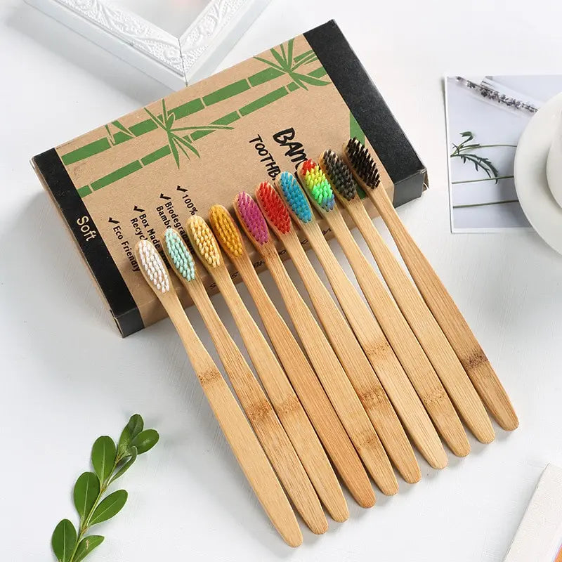 KentDO™ Bamboo Toothbrush Set – Eco-Friendly 10-Pack