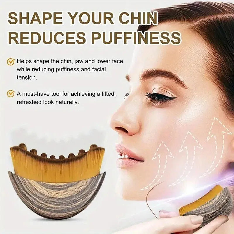 Ergonomic lymphatic face massage brush for cheeks and jawline