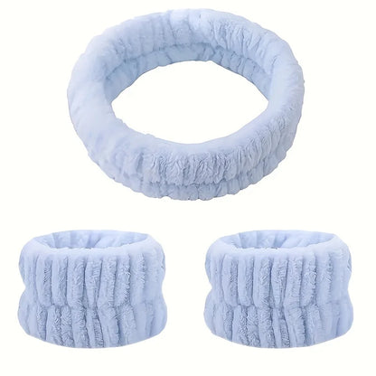 KentDO™ Coral Velvet Headband & Wristband Set – Skincare Helper