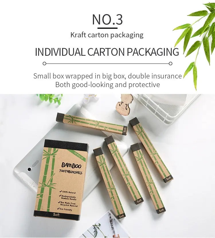 KentDO™ Bamboo Toothbrush Set – Eco-Friendly 10-Pack