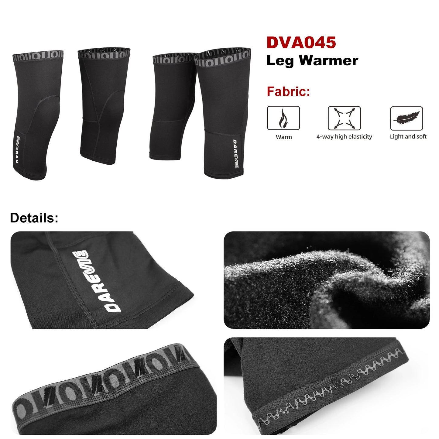 Cycling Leg Warmers Thermal Fleece with Anti-Slip Fit