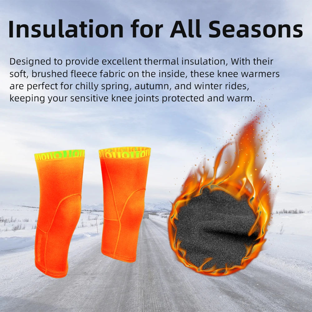 Cycling Leg Warmers Thermal Fleece with Anti-Slip Fit