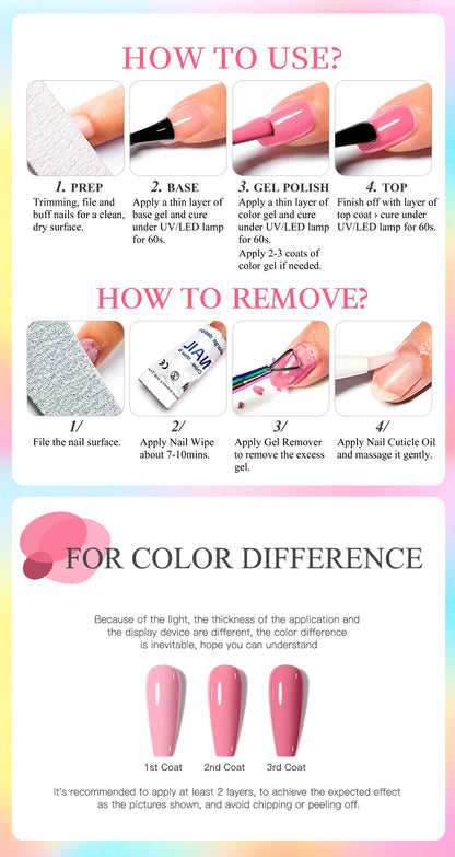 KentDO™ 7-Color Gel Nail Polish Set – Long-Lasting UV