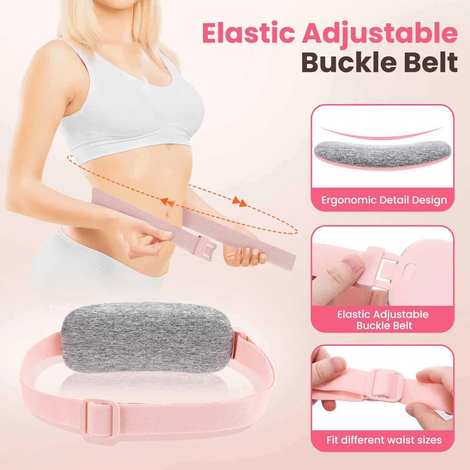 Rechargeable abdominal belt positioned for targeted menstrual warmth