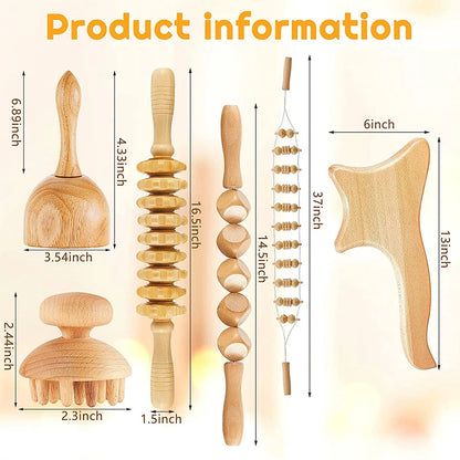 KentDO™ 6-in-1 Wooden Lymphatic Drainage Massage Set