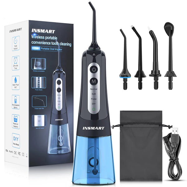 Hydro Floss Oral Irrigator and Waterpik water flosser side by side on a bathroom counter