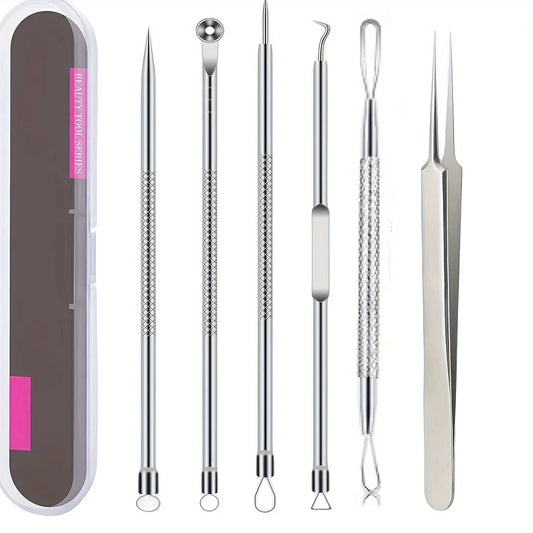 KentDO™ 6Pcs Pimple Tweezers Set – Pro Acne Care Tool