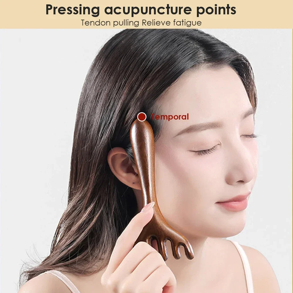 KentDO™ Sandalwood Massage Comb – Stress Relief & Skin Glow