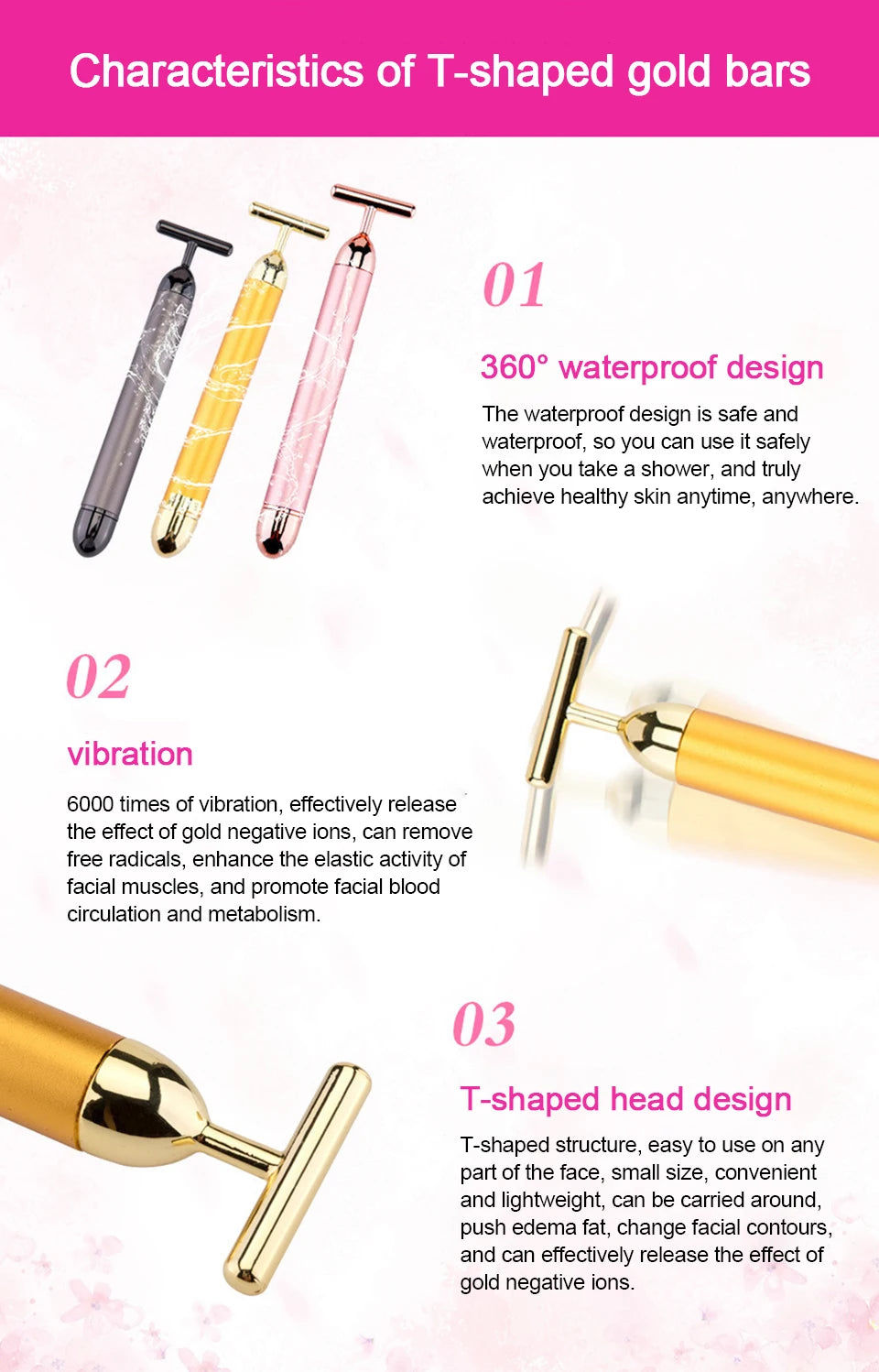 KentDO™ 24K Gold T-Shape Beauty Roller – Face Lift & Glow